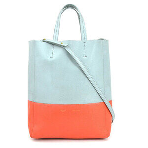 Celine Vertical Cabas Leather Shoulder Bag Blue Orange